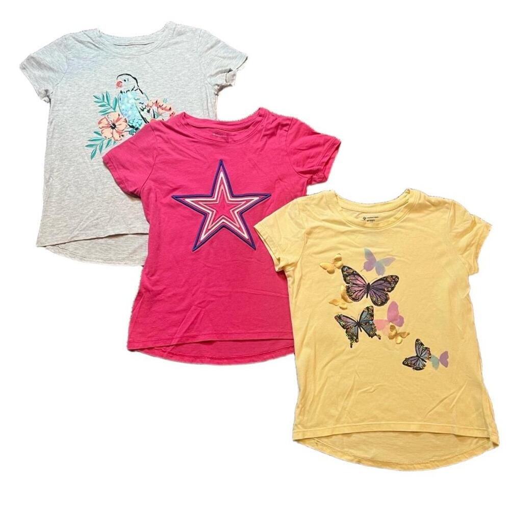 Members Mark TShirts Set of 3 Girls 7/8 Multicolor Short Sleeve Graphic Active